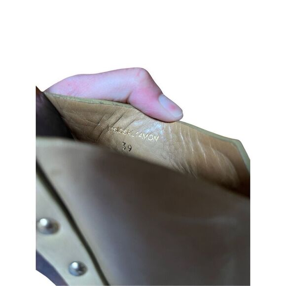 Burberry Olive Green Leather Gold Buckle Platform Stiletto Heels EU 39 US 8 - Picture 13 of 15